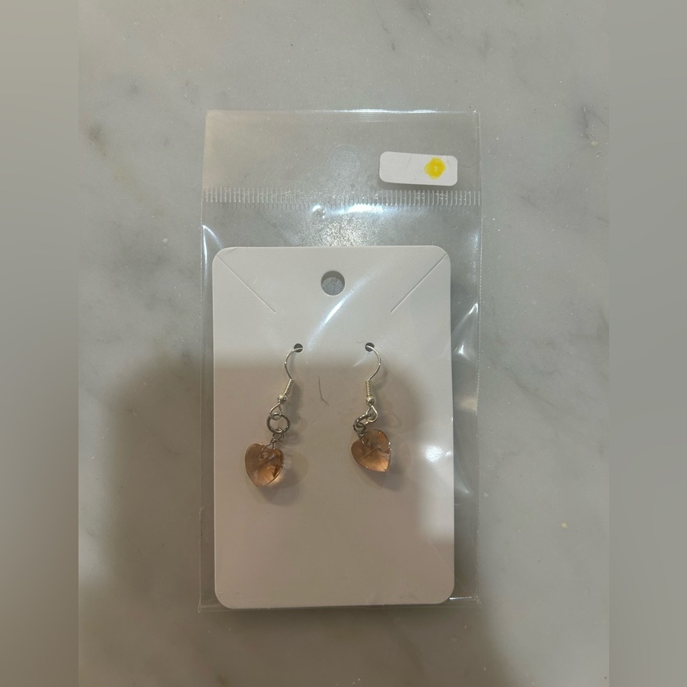 Handmade Elegant Heart-Shaped Drop Earrings in Sliver Rose Gold